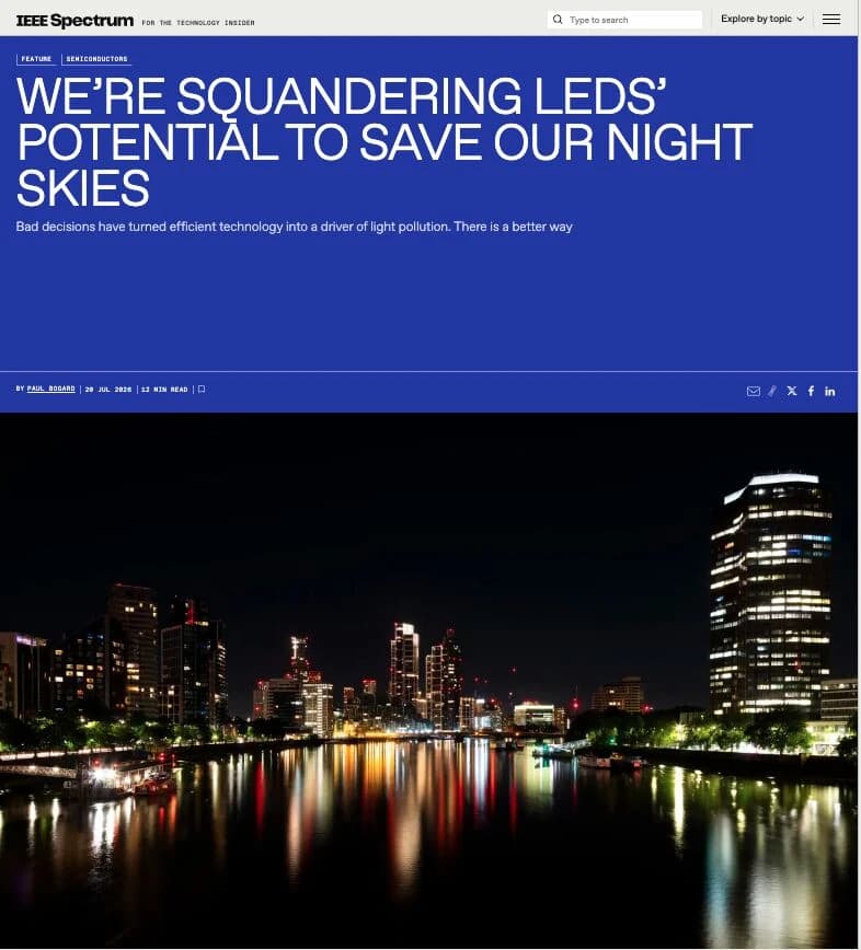 IEEE Spectrum feature: We're squandering LEDs' potential to save our night skies