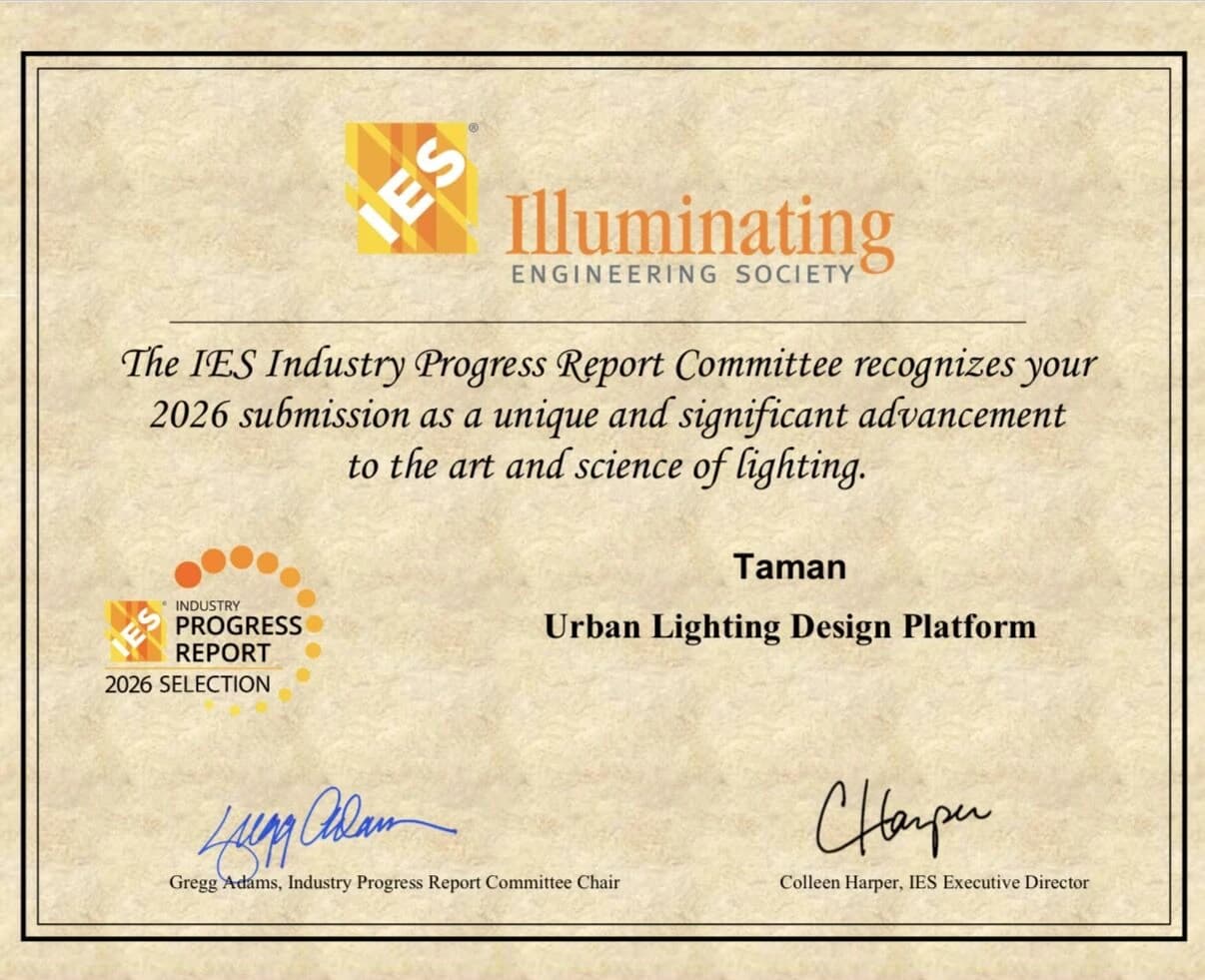 IES Industry Progress Report 2026 certificate awarded to Taman